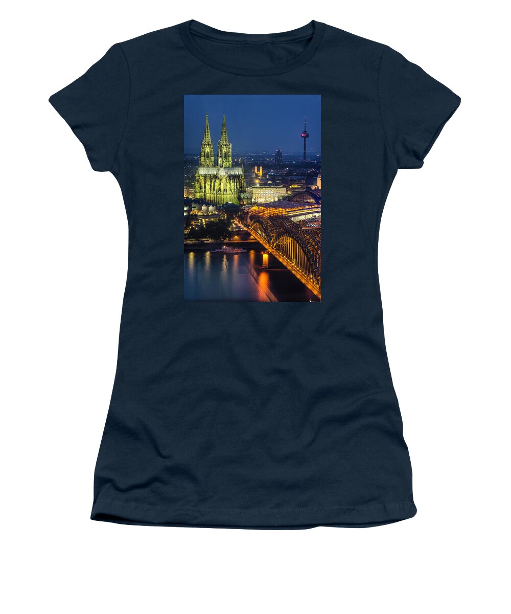 Cologne Women's T-Shirt featuring the photograph Night Falls Upon Cologne 1 by Pablo Lopez
