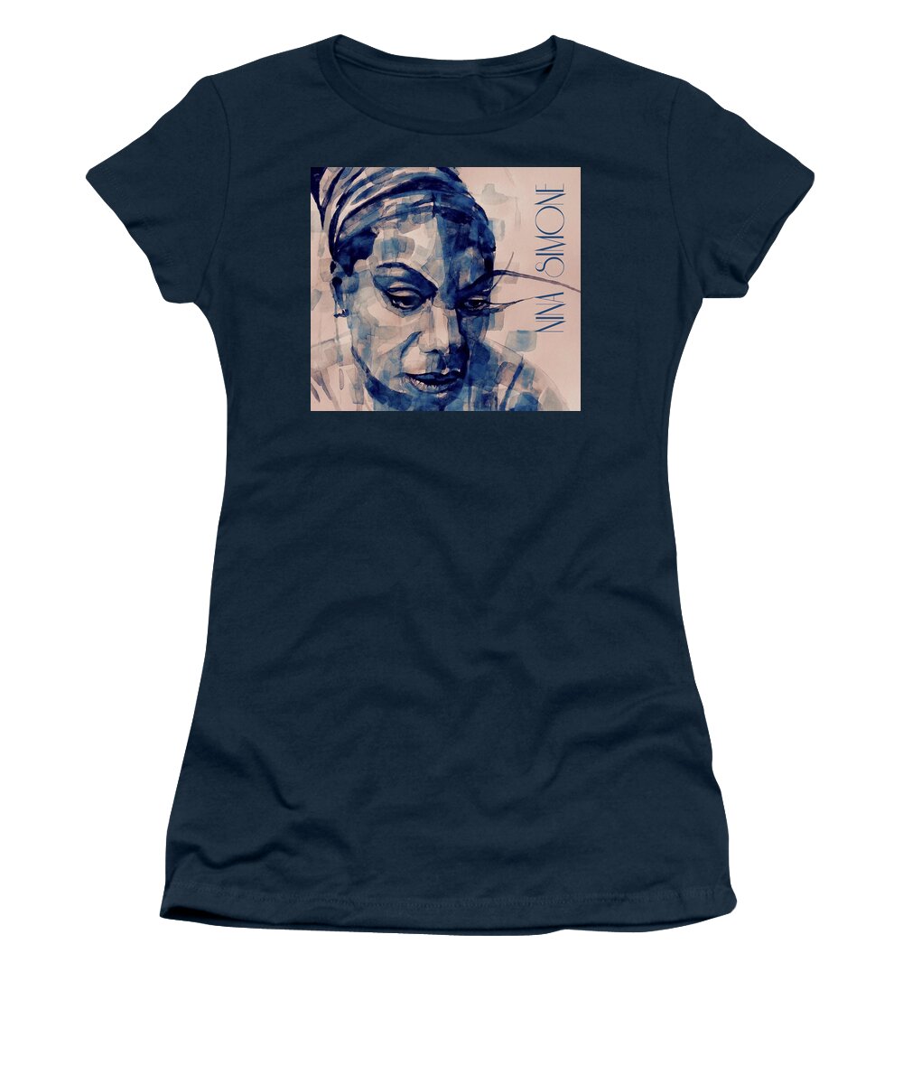 Nina Simone Women's T-Shirt featuring the painting Nina Simone Art by Paul Lovering
