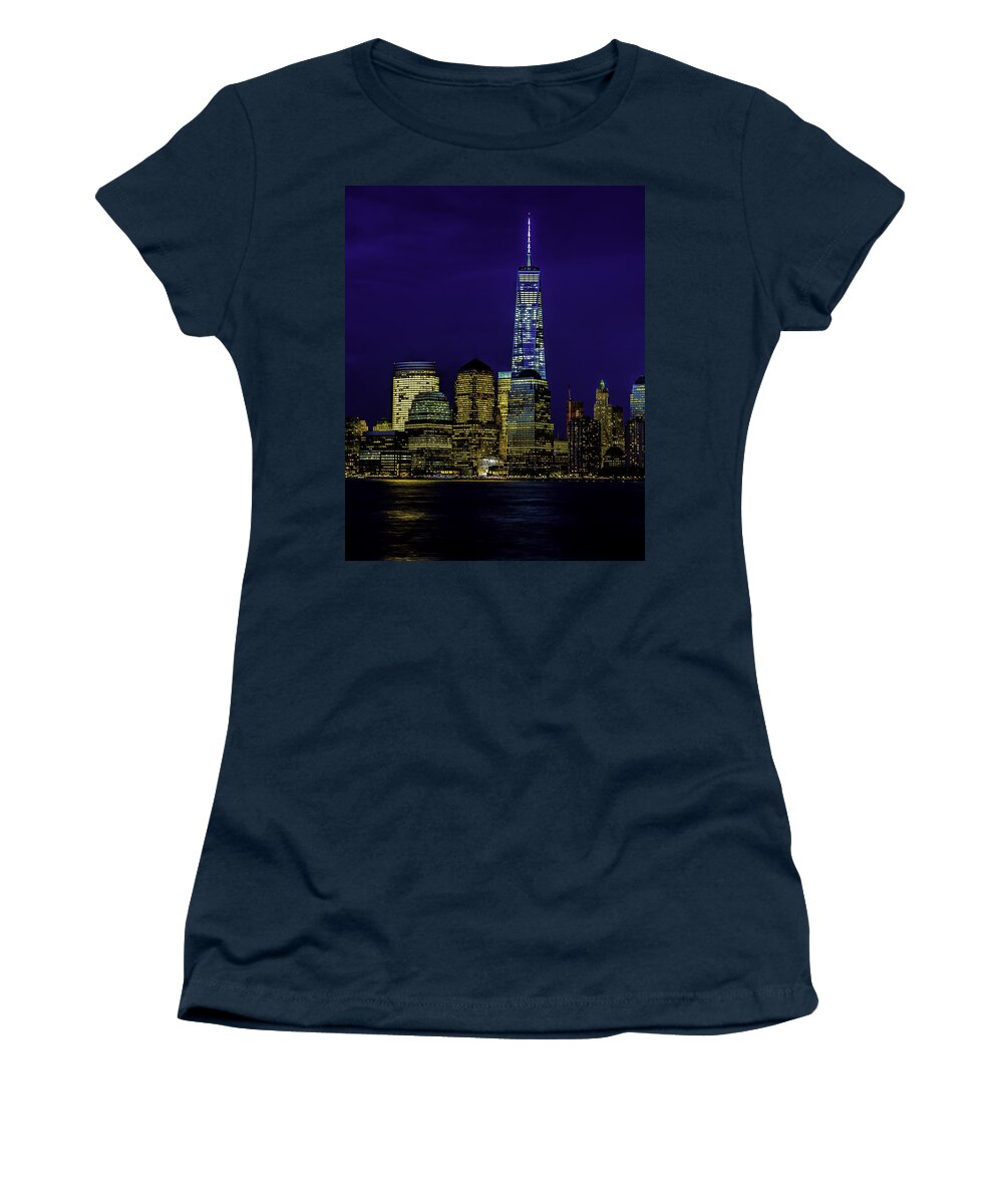 Skyline Women's T-Shirt featuring the photograph Nitetime Skyline by Nick Zelinsky Jr
