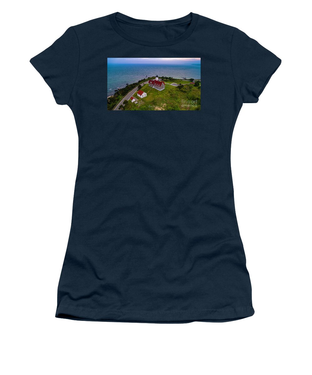 Lighthouse Women's T-Shirt featuring the photograph Nobska Point Lighthouse by Veterans Aerial Media LLC