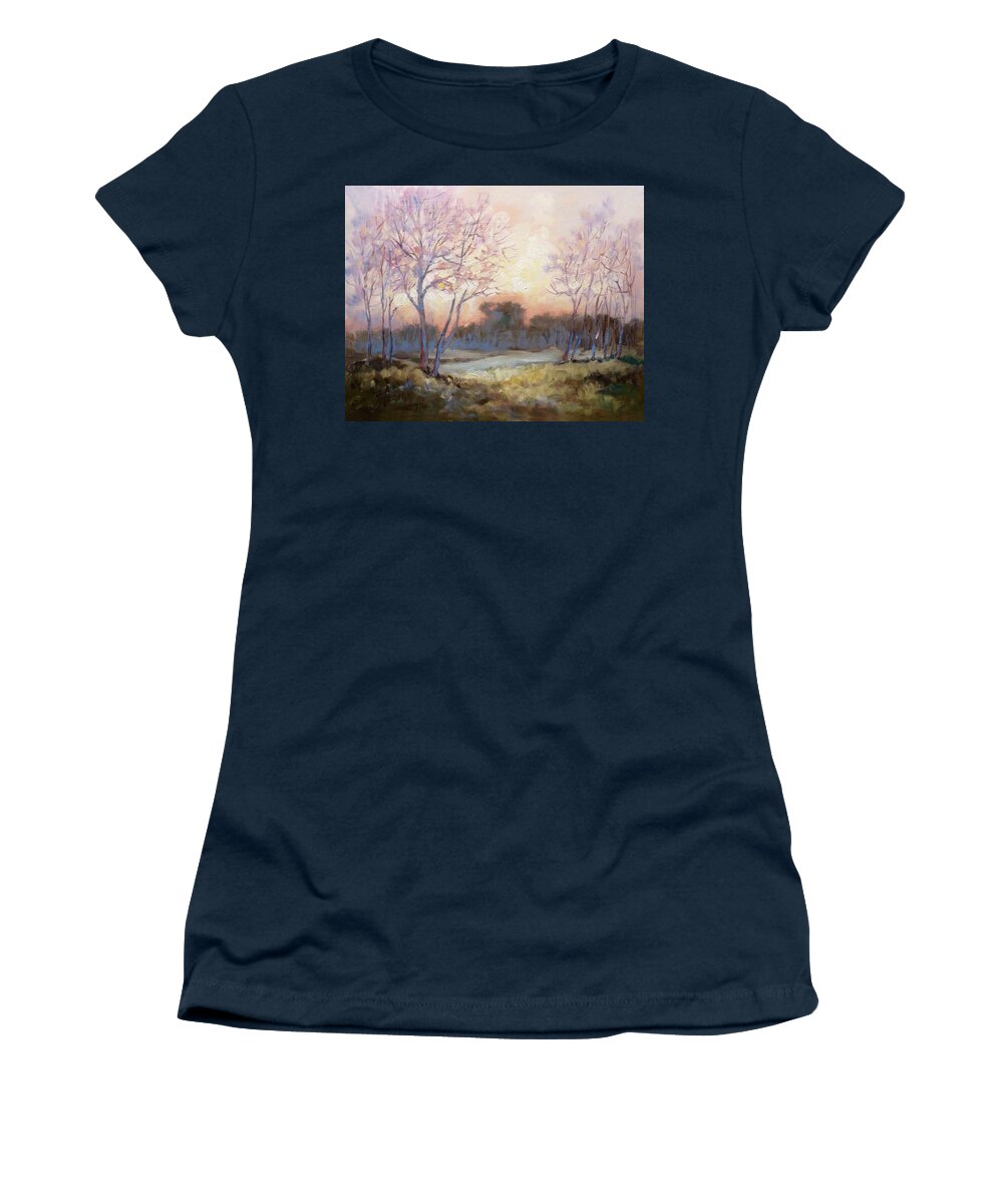 Sunset Women's T-Shirt featuring the painting Nocturnal landscape by Irek Szelag
