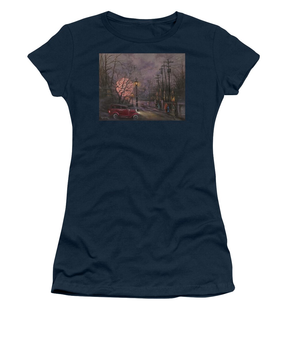 Full Moon Women's T-Shirt featuring the painting Nocturne In Lavender by Tom Shropshire