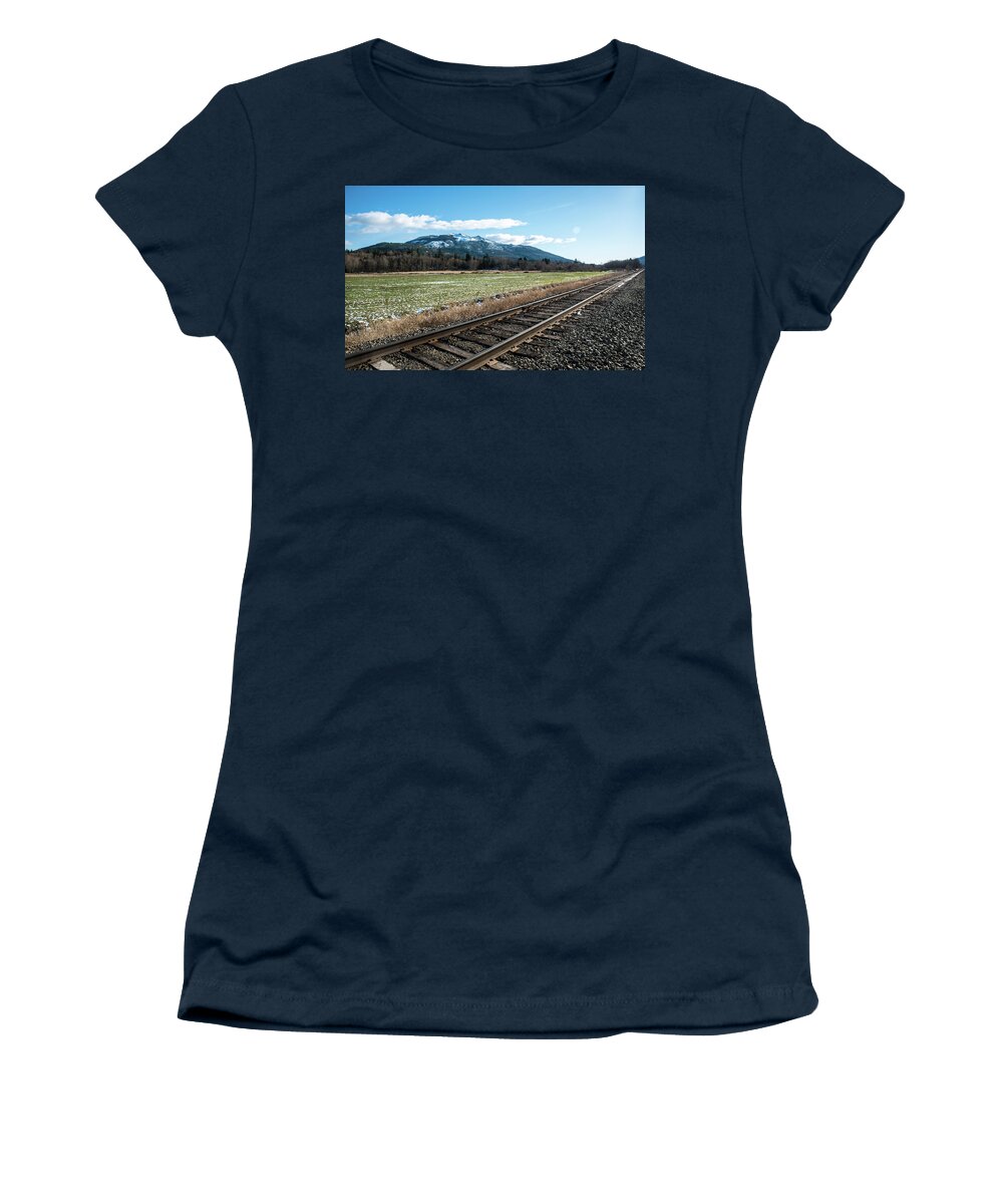 Nooksack Valley Rail Line Women's T-Shirt featuring the photograph Nooksack Valley Rail Line by Tom Cochran