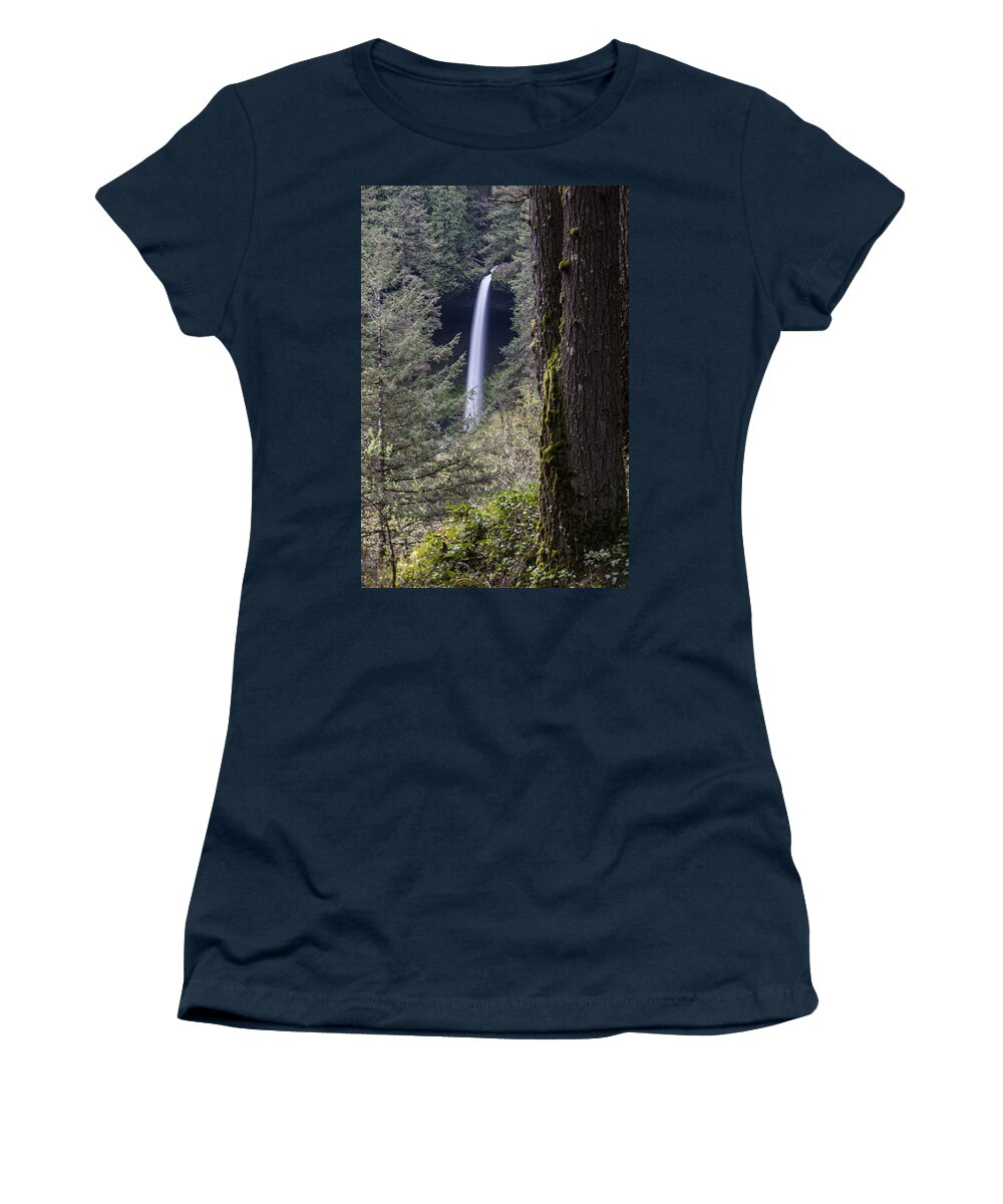 Silver Falls Women's T-Shirt featuring the photograph North Falls and Forest by John McGraw