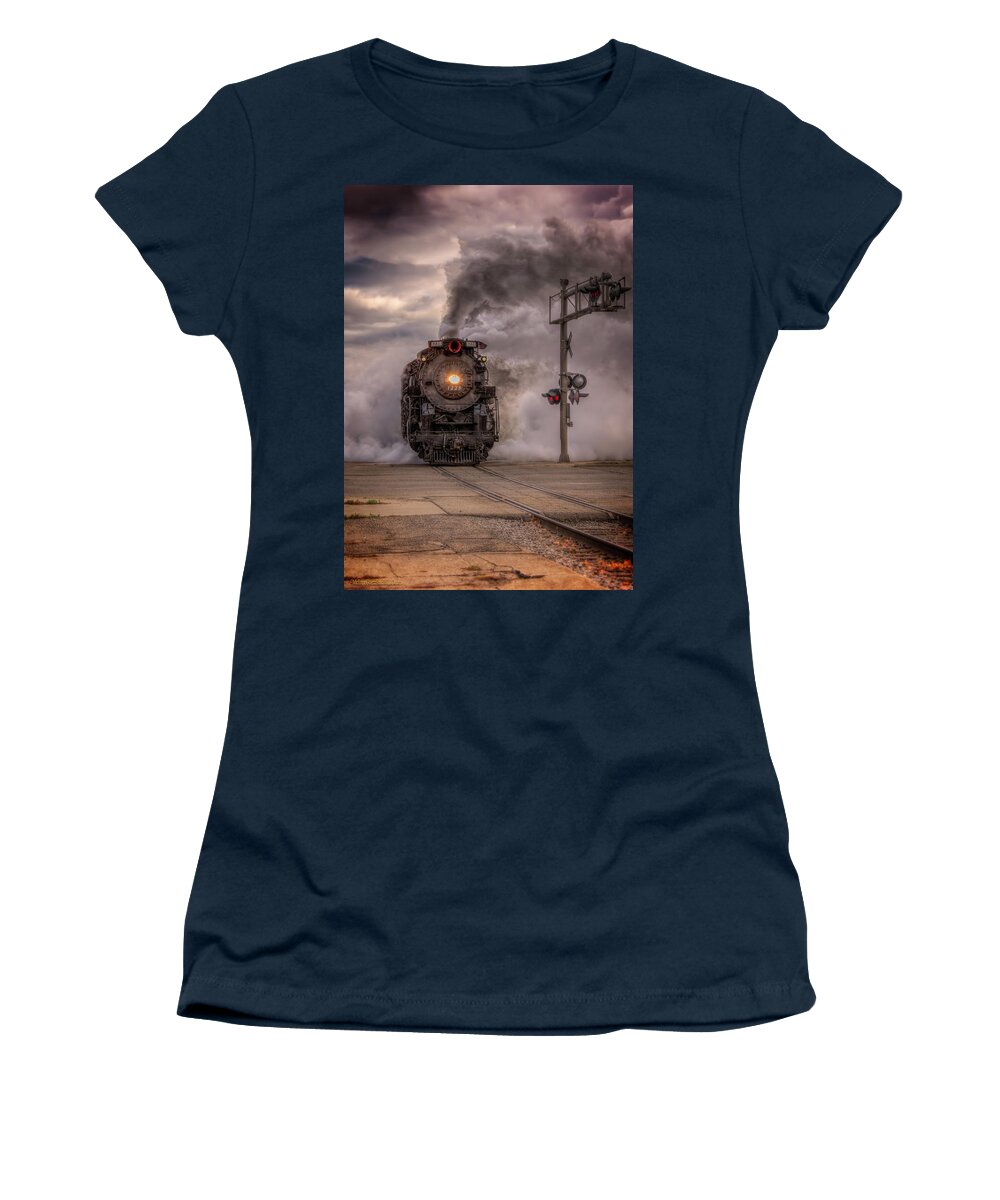 1225 Women's T-Shirt featuring the photograph North Pole Express Steam Train 1225 by LeeAnn McLaneGoetz McLaneGoetzStudioLLCcom