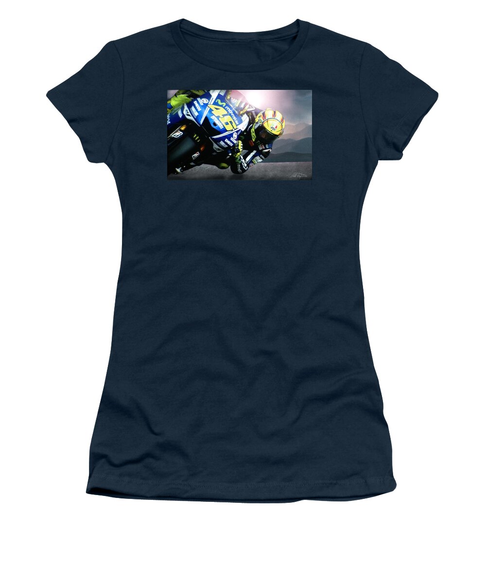 Valentino Rossi Women's T-Shirt featuring the digital art Number 46 by Bill Stephens