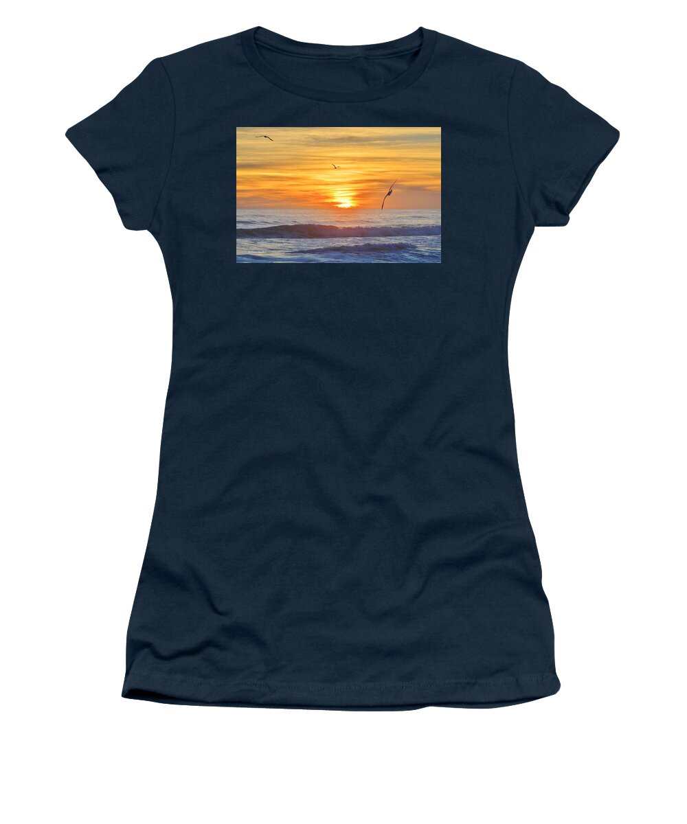 Obx Sunrise Women's T-Shirt featuring the photograph Coquina Beach by Barbara Ann Bell