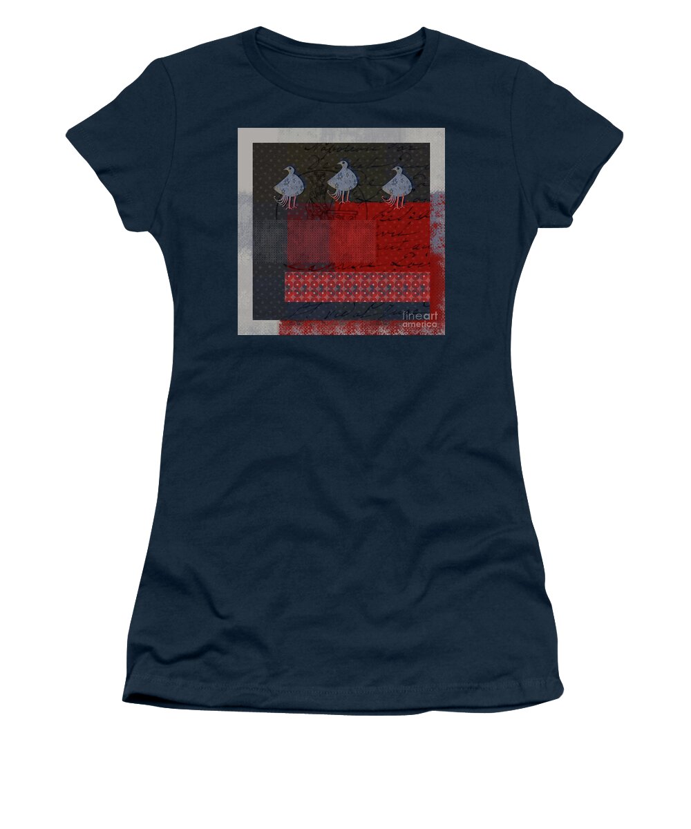 Red Women's T-Shirt featuring the digital art Oiselot - s23 by Variance Collections