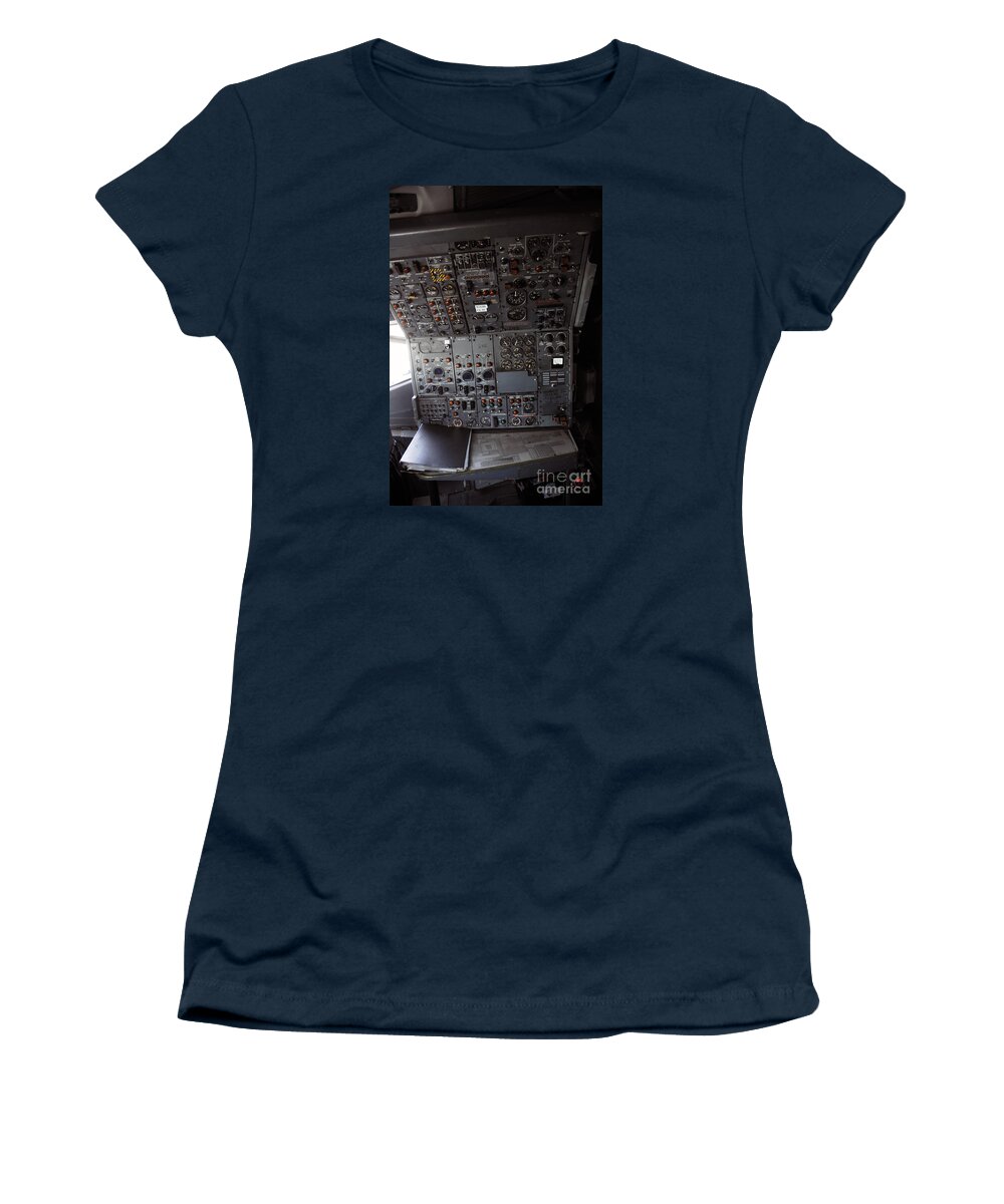 Boeing Women's T-Shirt featuring the photograph Old Boeing 727 cockpit 3 by Micah May