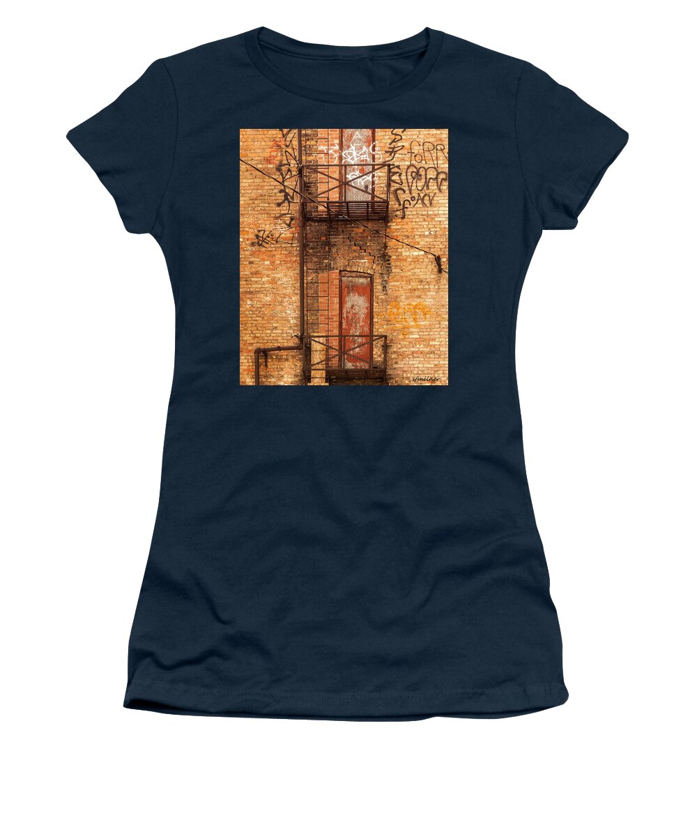 Buildings Women's T-Shirt featuring the photograph Old Escape by Steven Milner