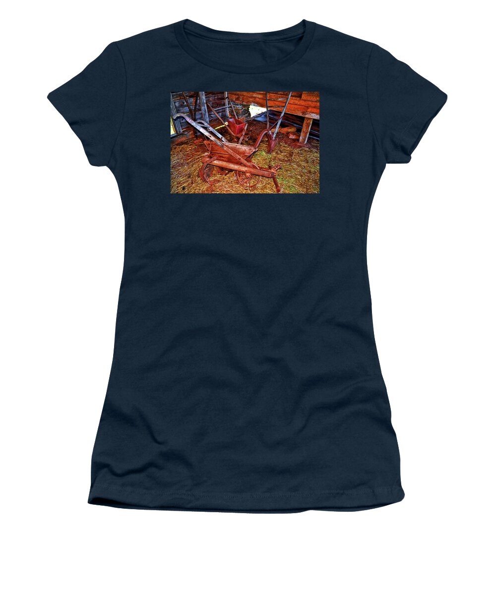 Seeder Women's T-Shirt featuring the photograph Old Farm Equipment 001 by George Bostian