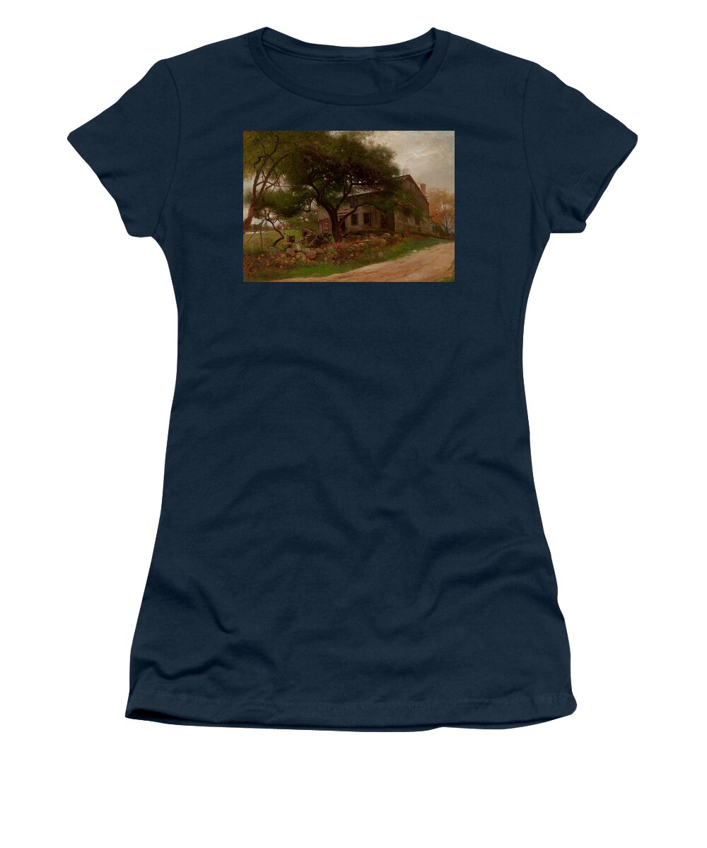 Landscape Painting Women's T-Shirt featuring the painting Old Farm House in the Catskills by Arthur Parton