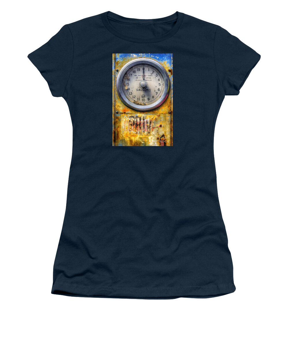 Gas Women's T-Shirt featuring the photograph Old Petrol Pump Gauge by Ian Mitchell