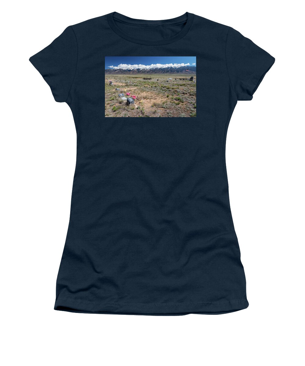 Western Women's T-Shirt featuring the photograph Old West Rocky Mountain Cemetery View by James BO Insogna