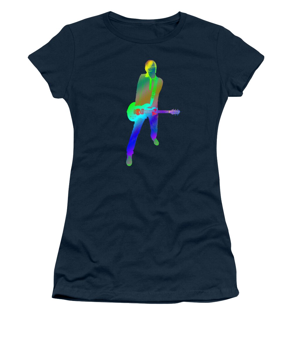 Blue Women's T-Shirt featuring the digital art olourful guitar player. Music is my passion by Ilan Rosen