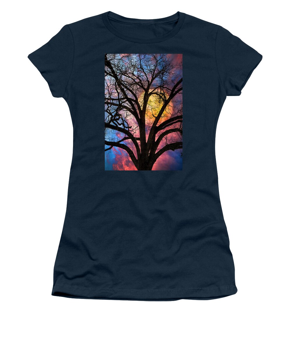 Appalachia Women's T-Shirt featuring the photograph On a Moonlit Night by Debra and Dave Vanderlaan