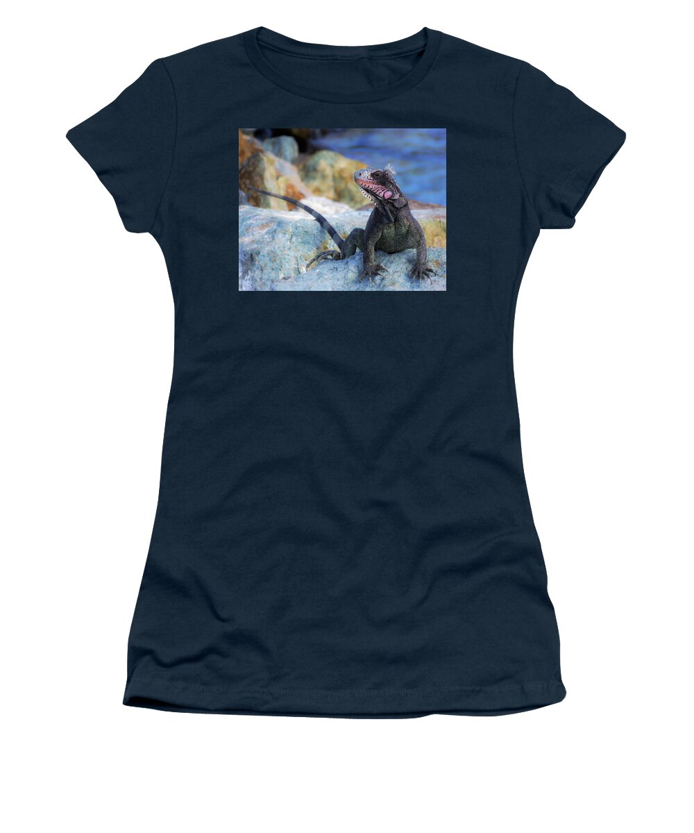 Iguana Women's T-Shirt featuring the photograph ON the PROWL by Karen Wiles