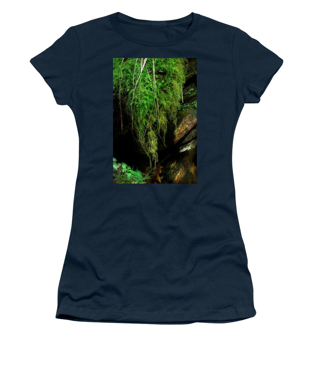 Moss Women's T-Shirt featuring the photograph On The Rock Wall by Mike Eingle