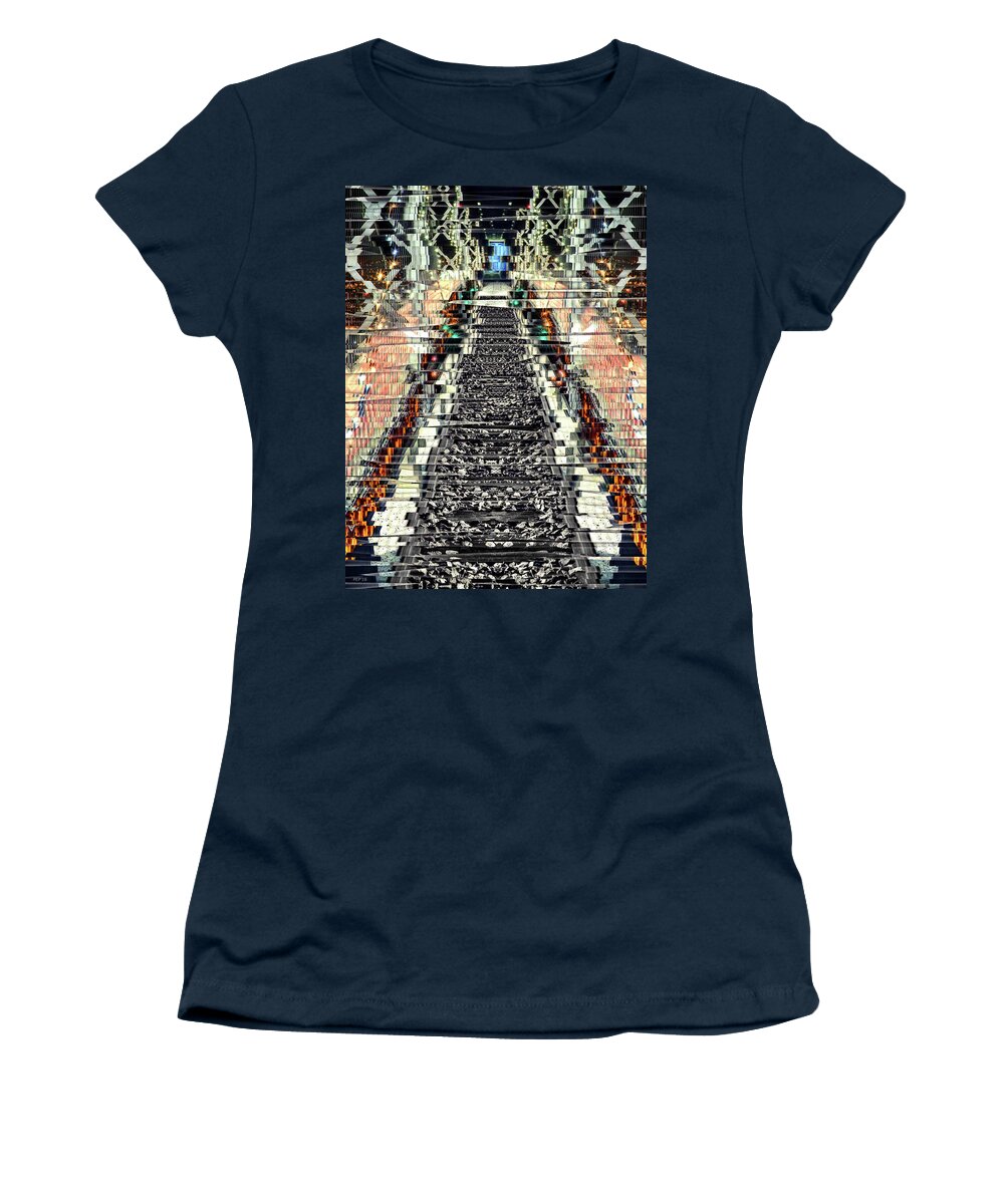 Collage Women's T-Shirt featuring the photograph On Track To The City by Phil Perkins