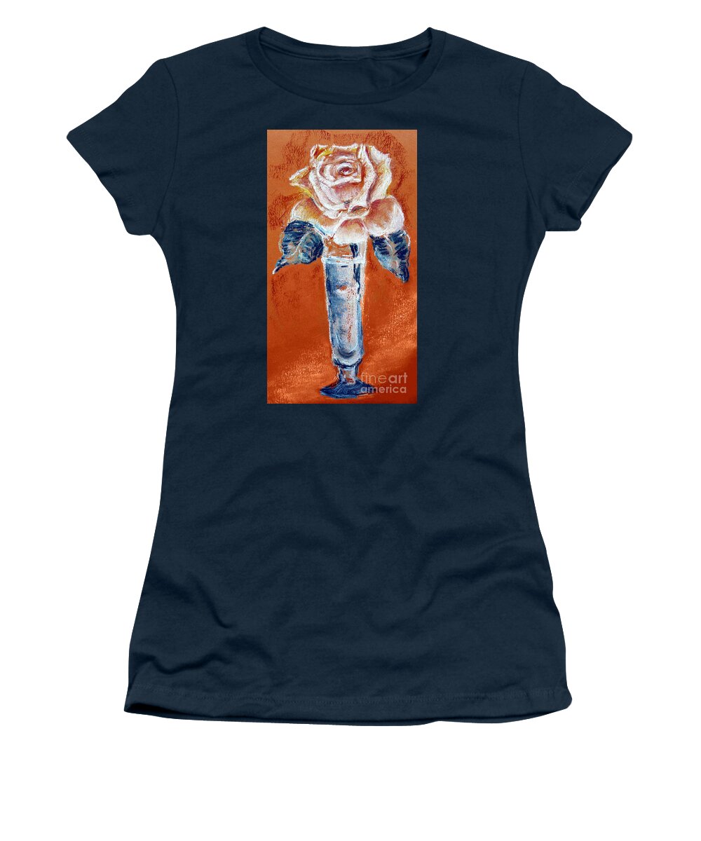 Still Life Women's T-Shirt featuring the painting One Rose by Jasna Dragun