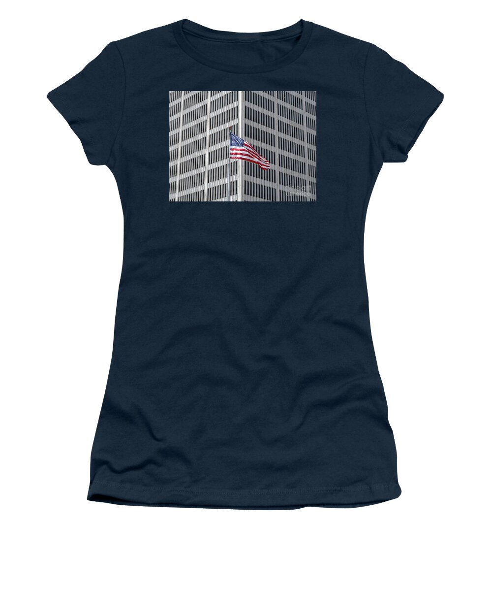 Flag Women's T-Shirt featuring the photograph One Woodward Avenue by Ann Horn