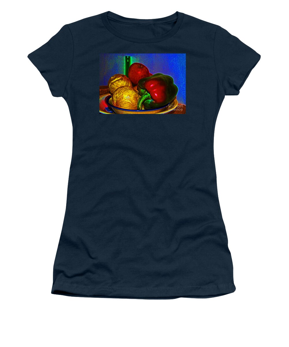 Peppers Women's T-Shirt featuring the digital art Onions Apples Pepper by George D Gordon III