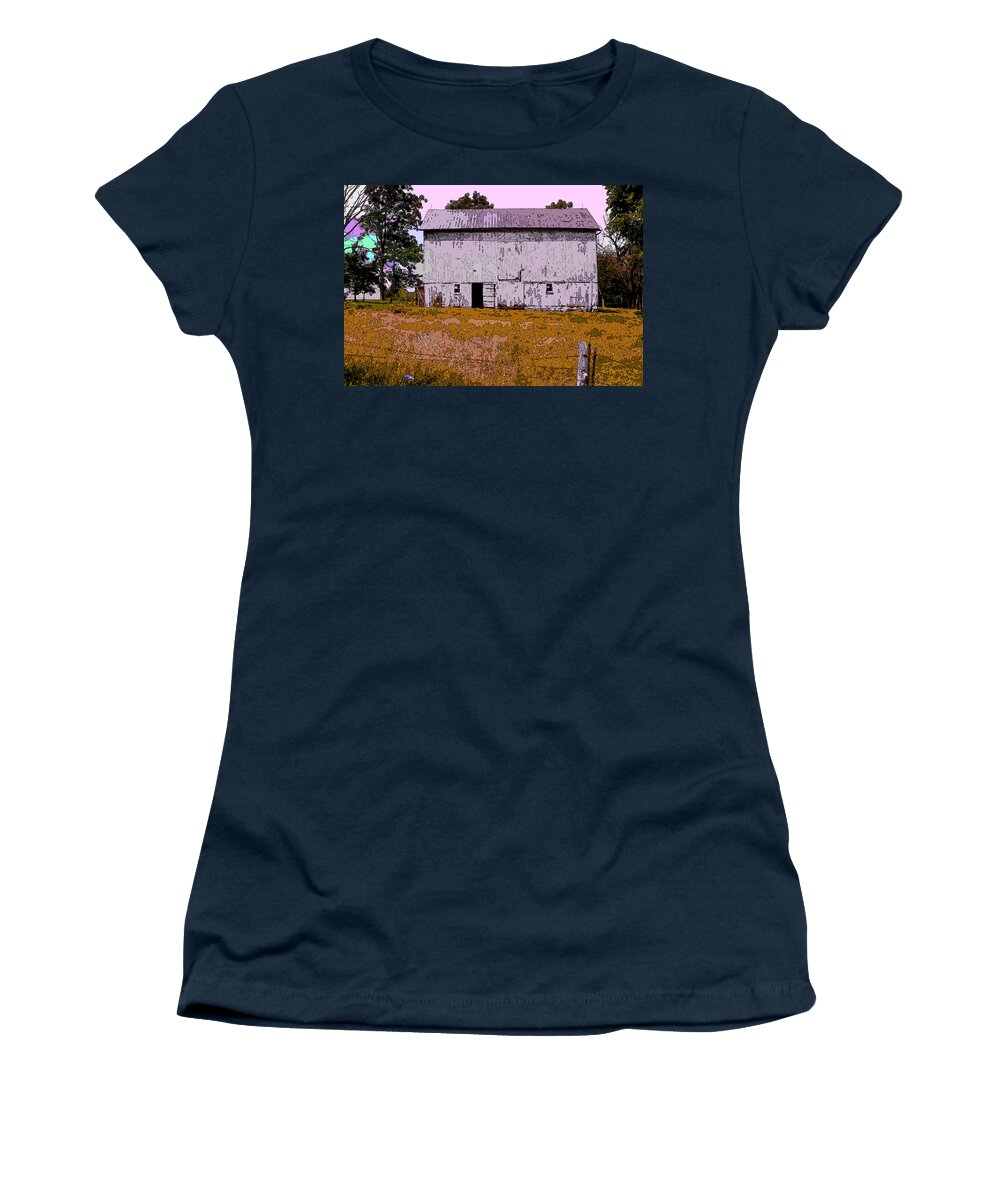 White Barn Women's T-Shirt featuring the photograph Open Door Policy by James Rentz