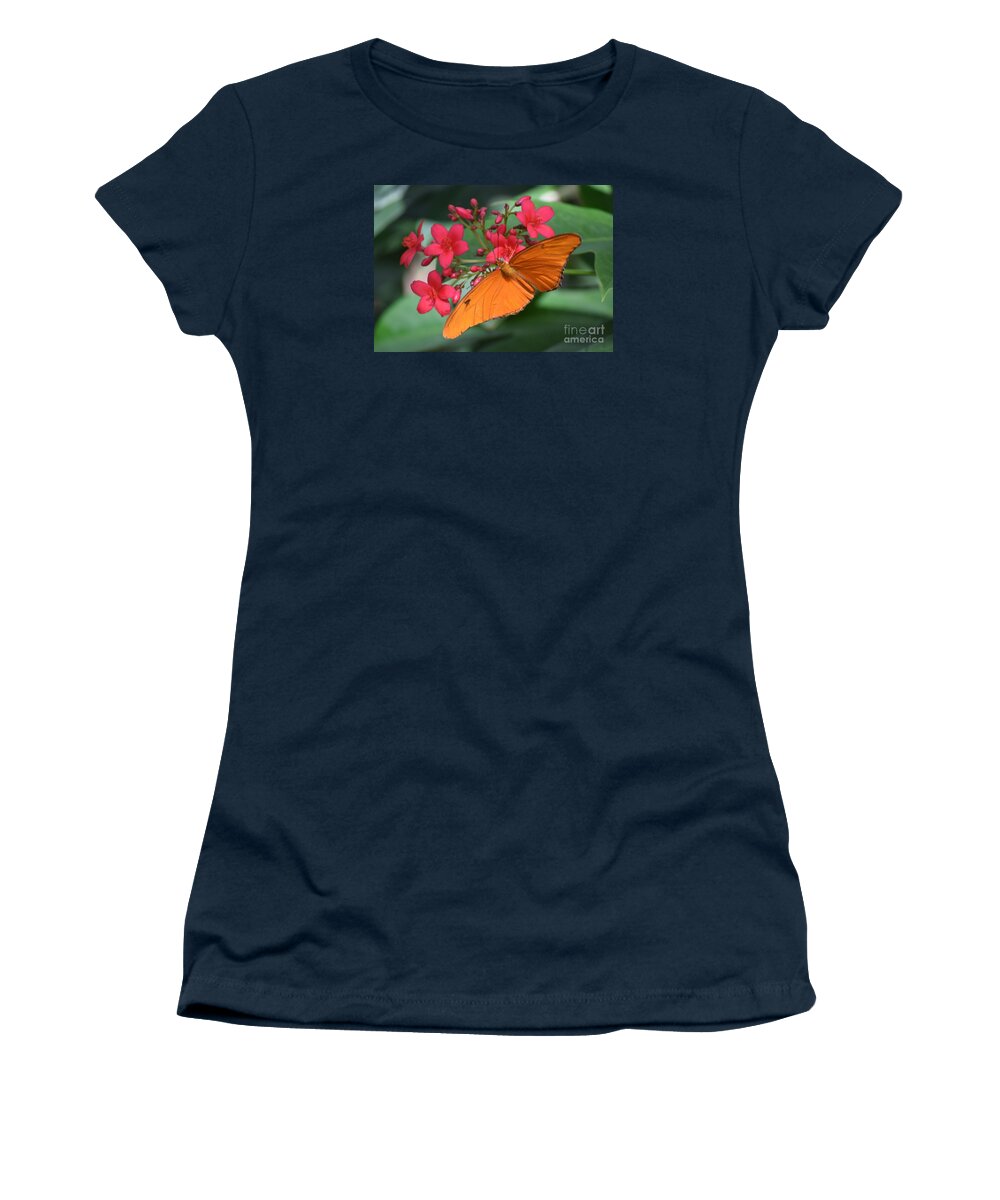 Orange Butterfly Women's T-Shirt featuring the painting Orange Butterfly by Daniel Shearer