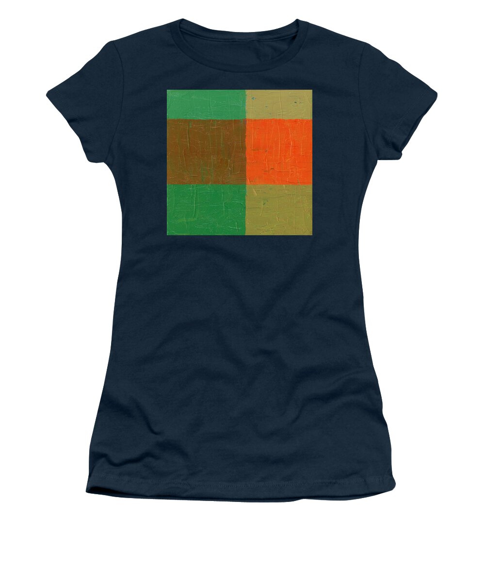Paint Women's T-Shirt featuring the painting Orange with Brown and Teal by Michelle Calkins