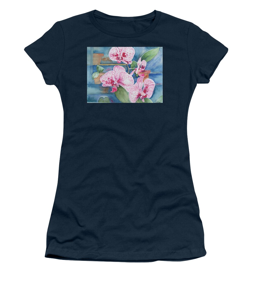 Flower Women's T-Shirt featuring the painting Orchids by Christine Lathrop