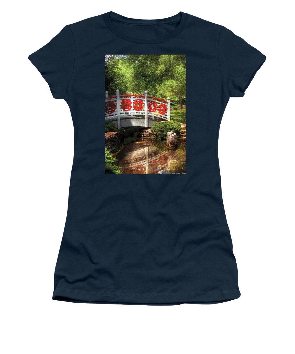 Savad Women's T-Shirt featuring the photograph Orient - Bridge - Tranquility by Mike Savad