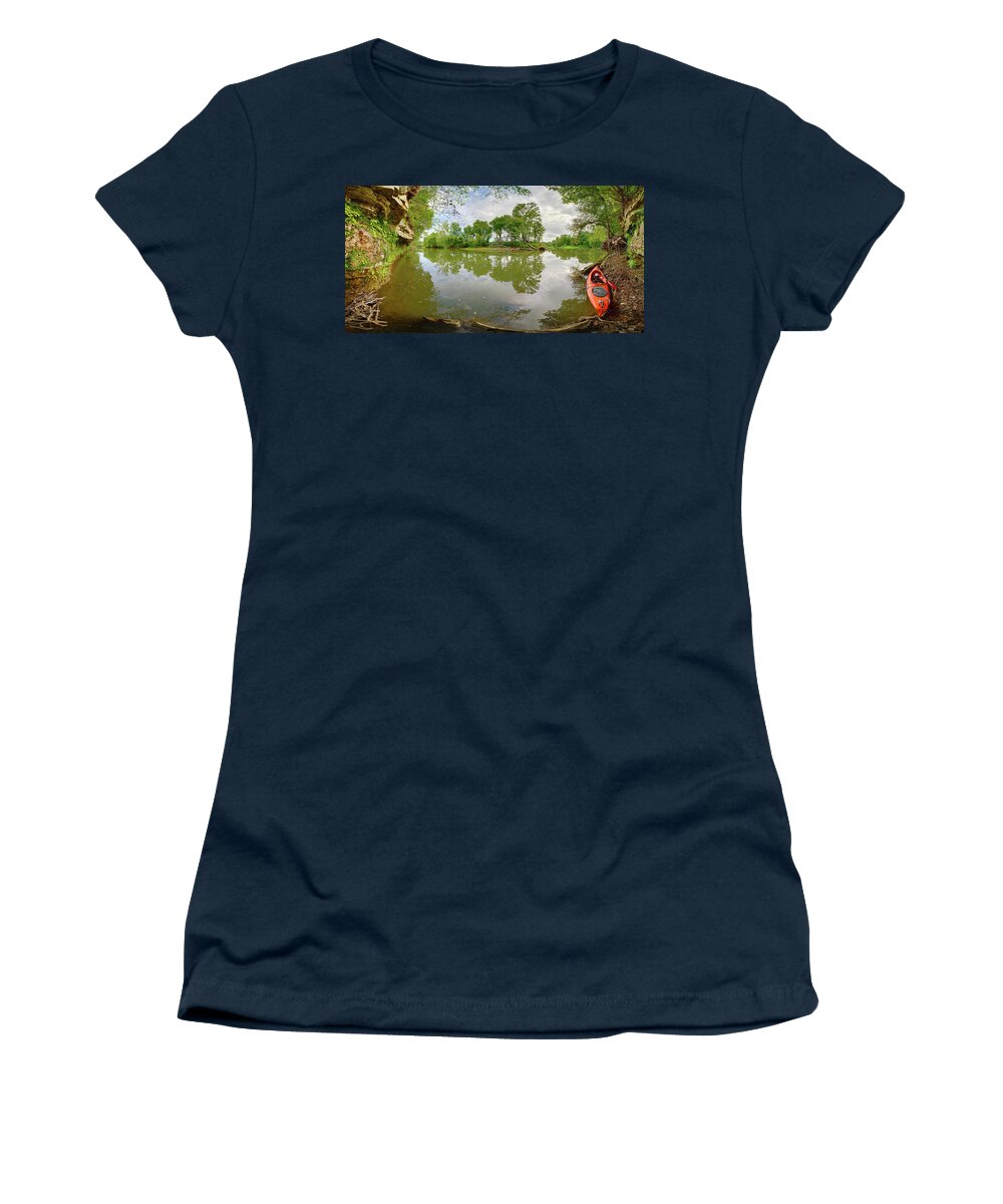 Kayak Women's T-Shirt featuring the photograph Osage Fork by Robert Charity
