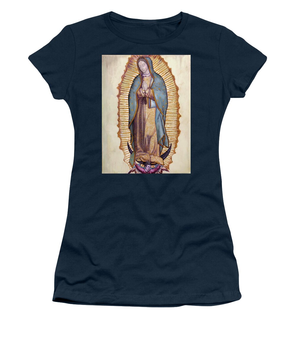 Catholic Women's T-Shirt featuring the painting Our Lady of Guadalupe by Richard Barone