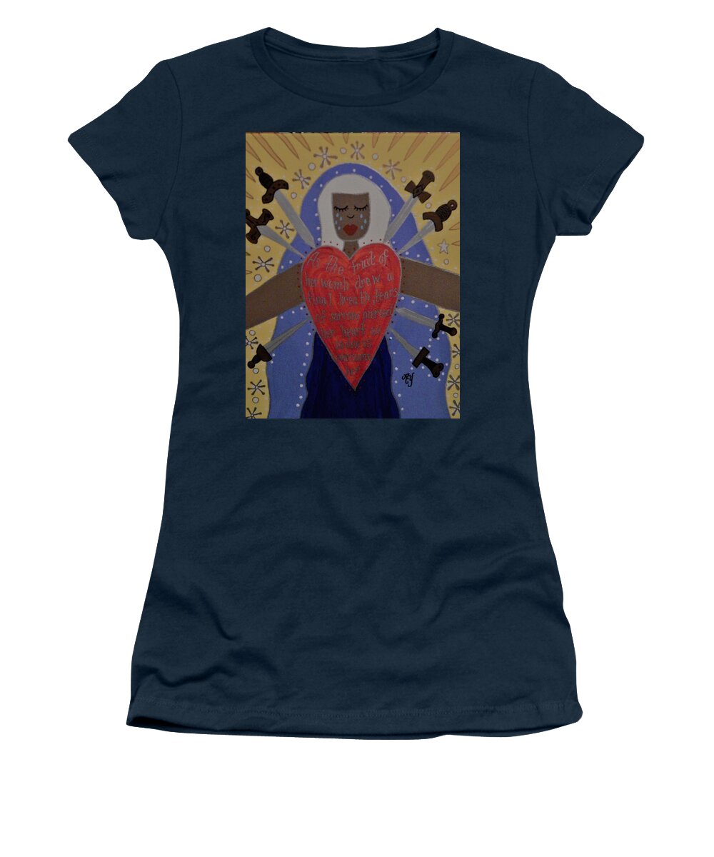 Holy Women's T-Shirt featuring the painting Our Lady of Sorrows by Angela Yarber