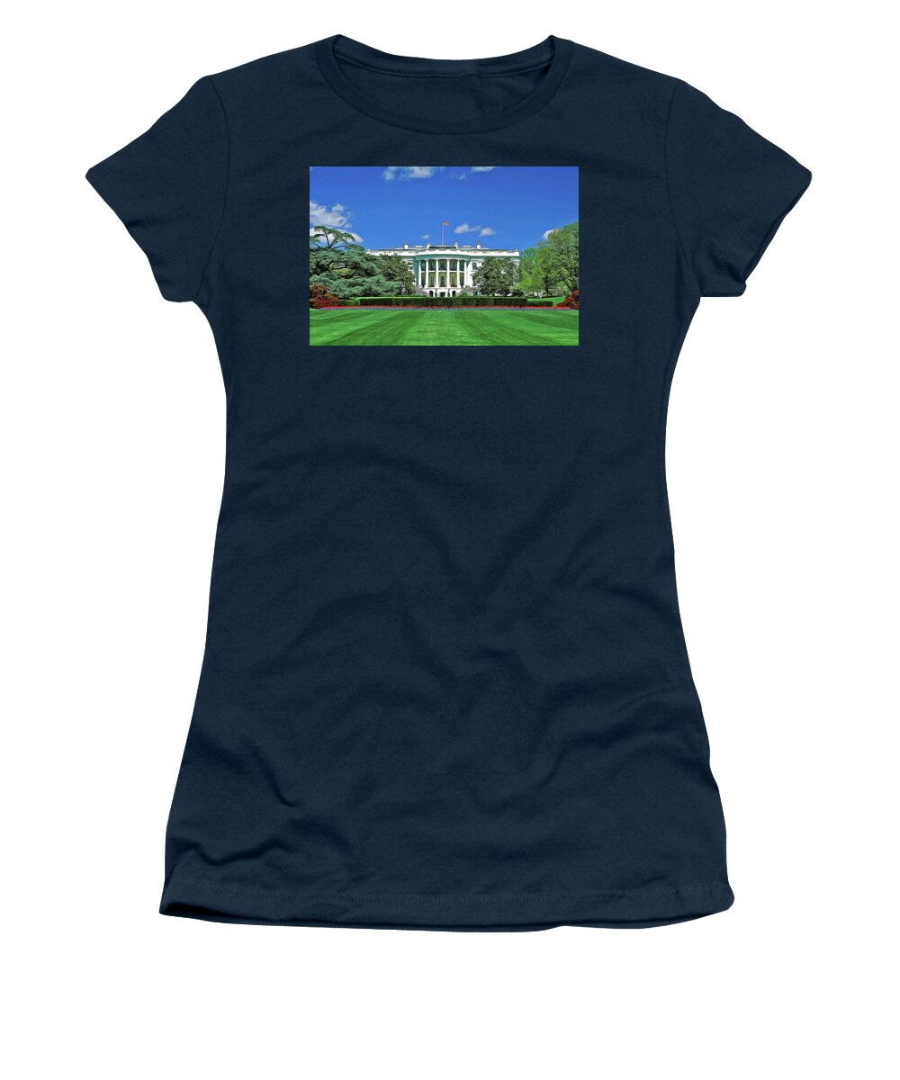 The White House Women's T-Shirt featuring the painting Our White House by Harry Warrick