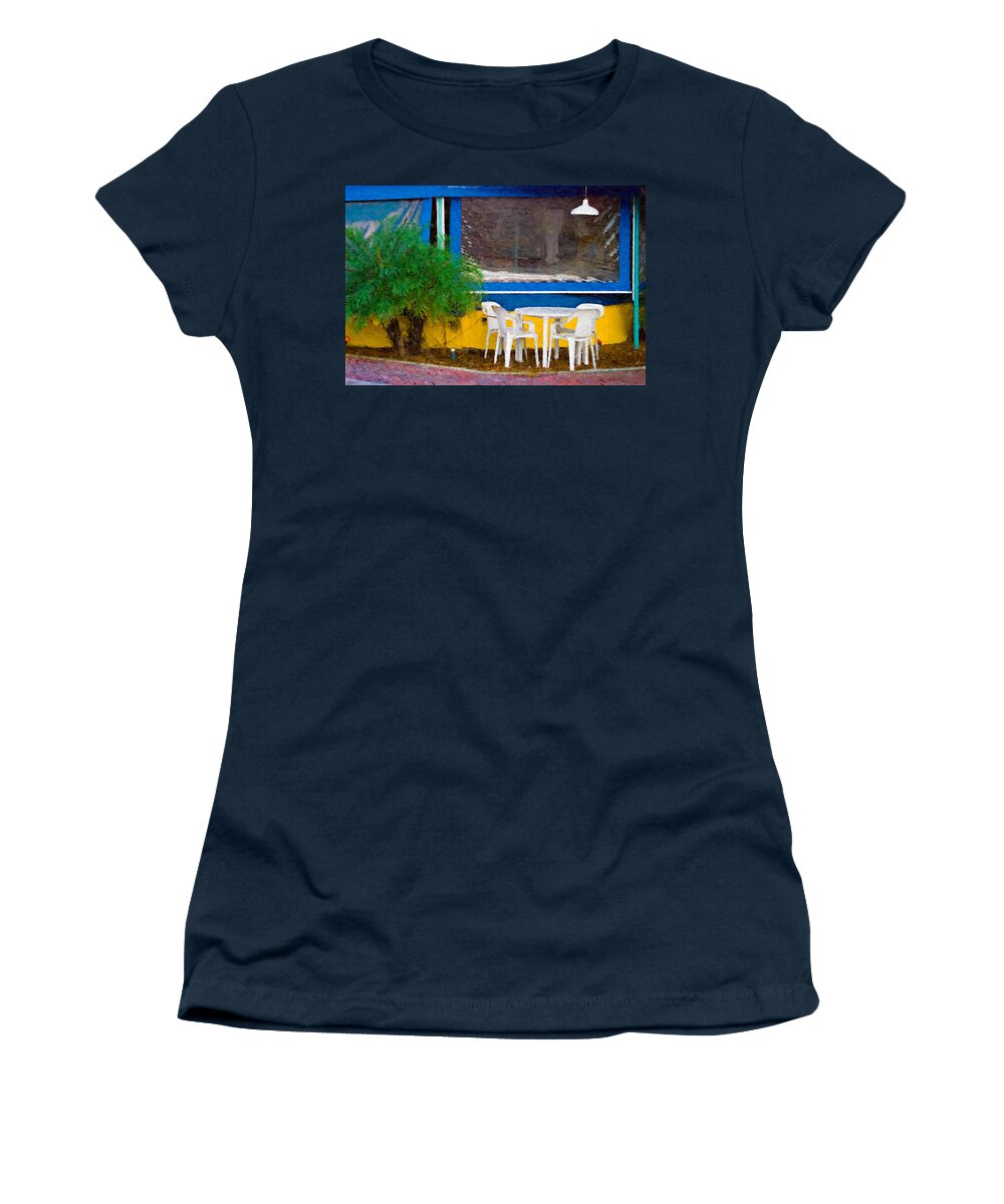 Table Women's T-Shirt featuring the painting Outdoor Cafe by Peter J Sucy