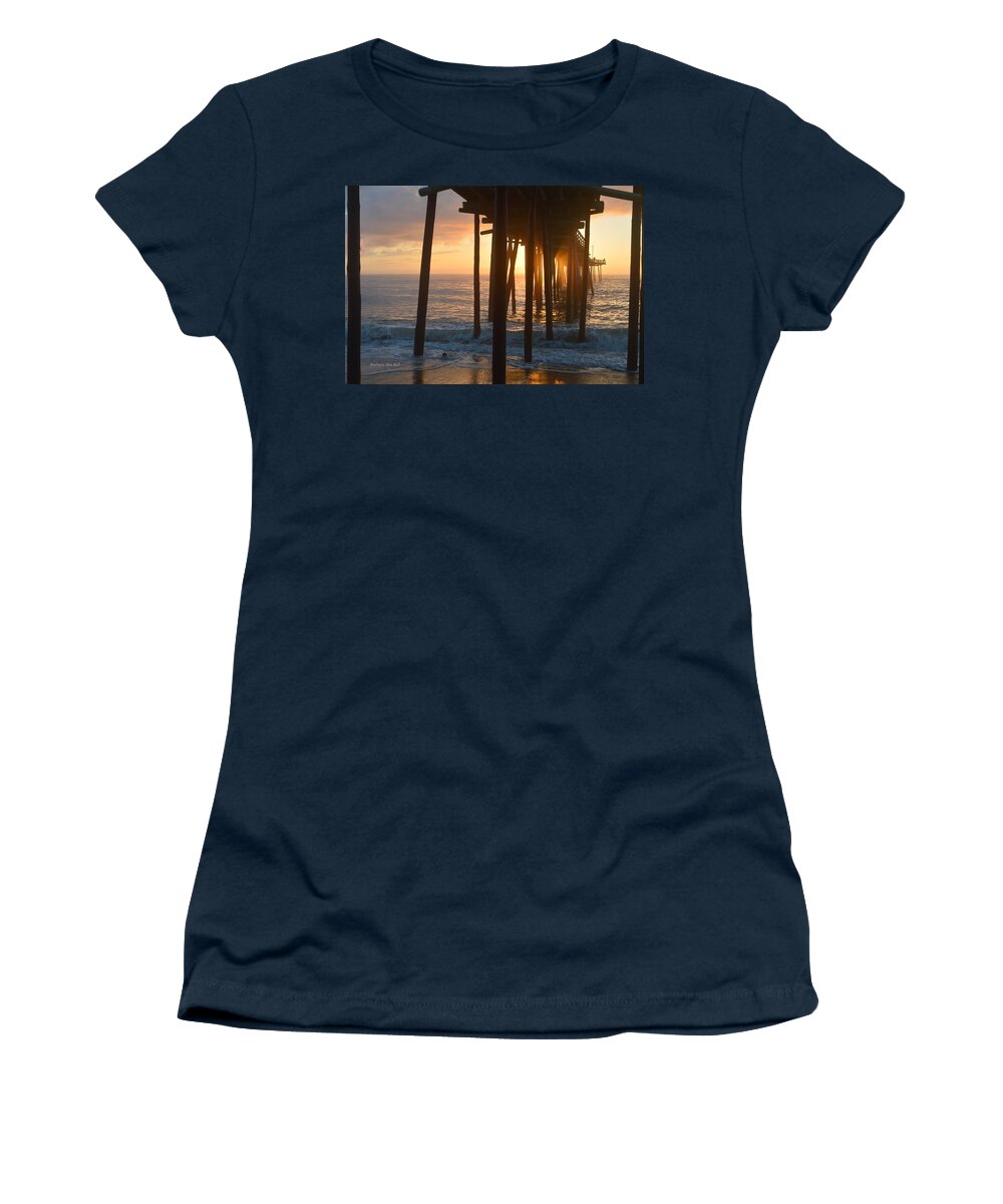 Sunrise Women's T-Shirt featuring the photograph Outer Banks Pier 7/6/18 by Barbara Ann Bell