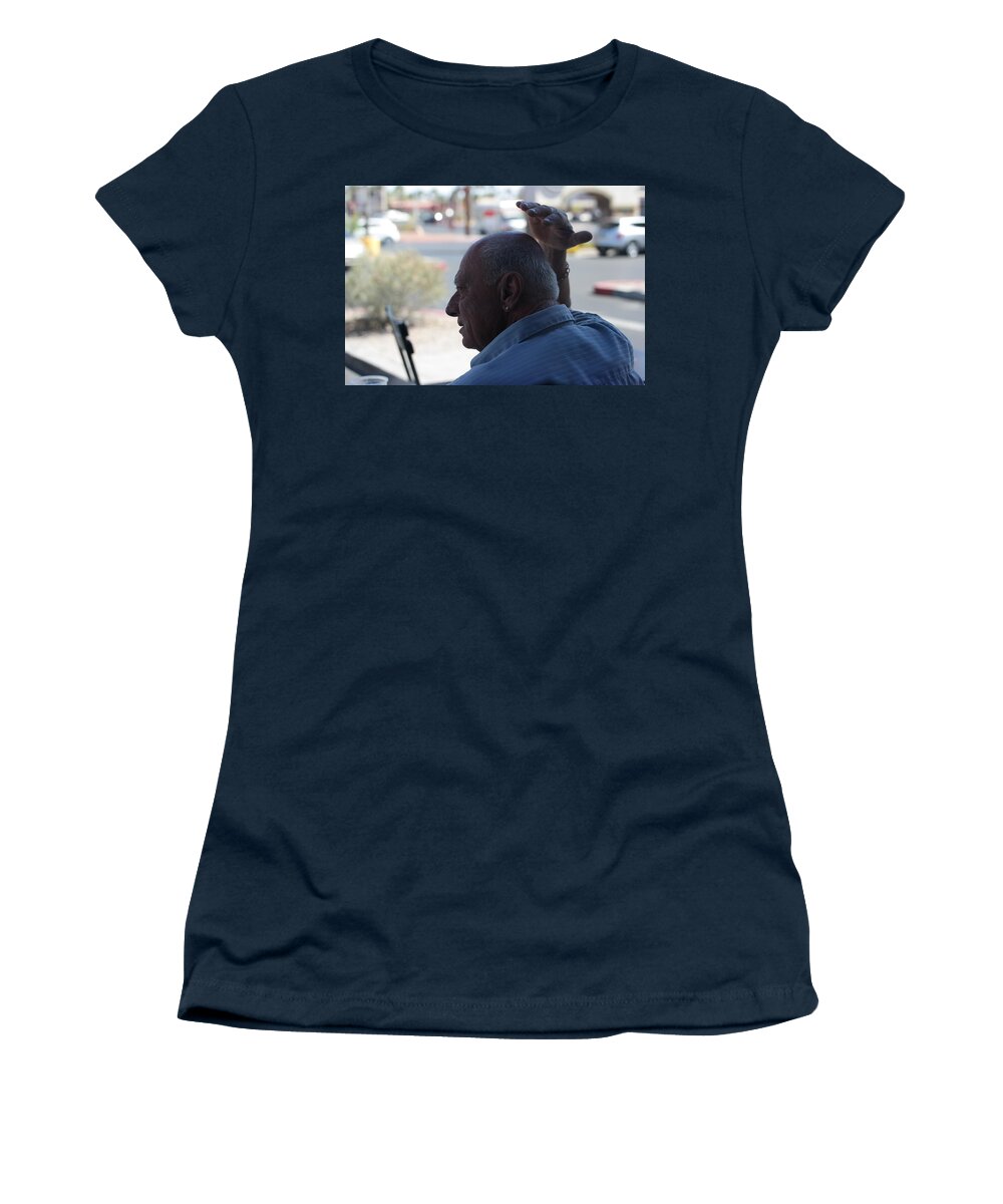  Women's T-Shirt featuring the photograph Outside the Cafe by Carl Wilkerson