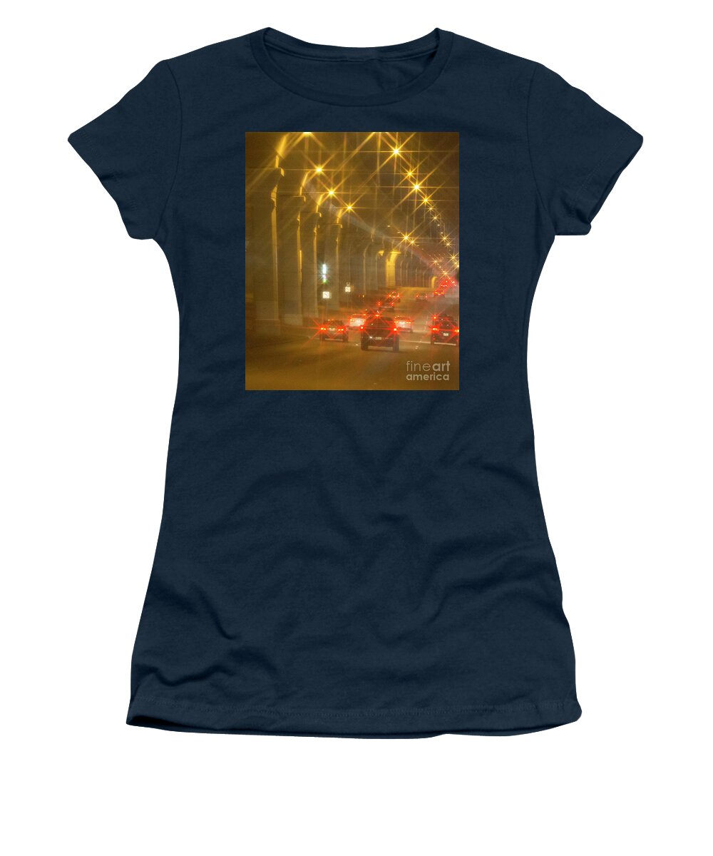  Women's T-Shirt featuring the photograph Overpass Traffic by Linda Phelps