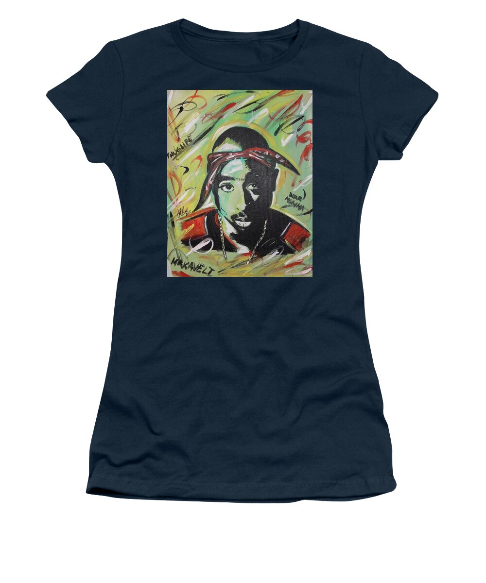 2pac Women's T-Shirt featuring the painting Pac Mentality by Antonio Moore