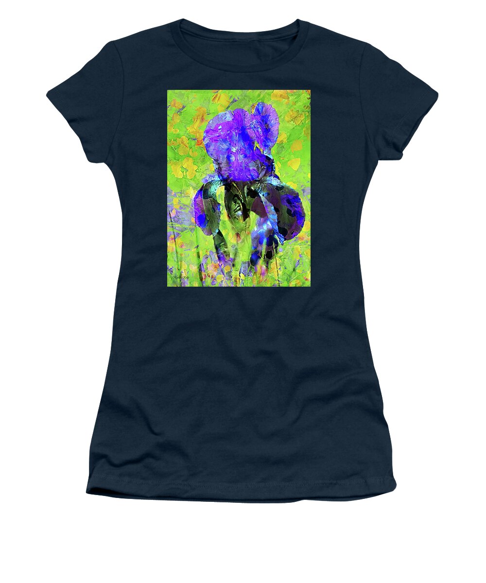 Iris Women's T-Shirt featuring the digital art Painted Blue Iris by Kathy Kelly
