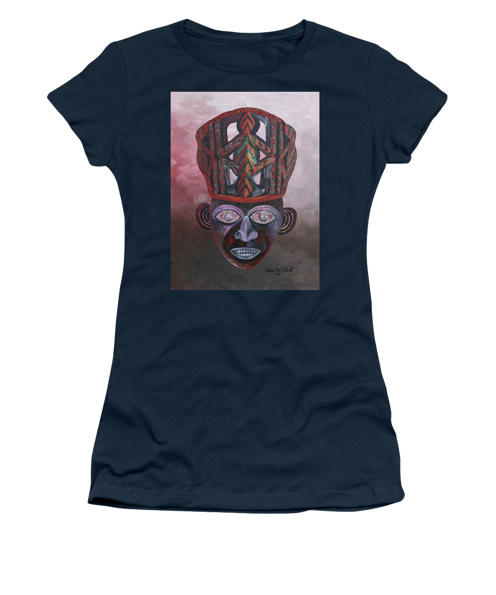 Palace Mask Women's T-Shirt featuring the painting Palace Mask by Obi-Tabot Tabe