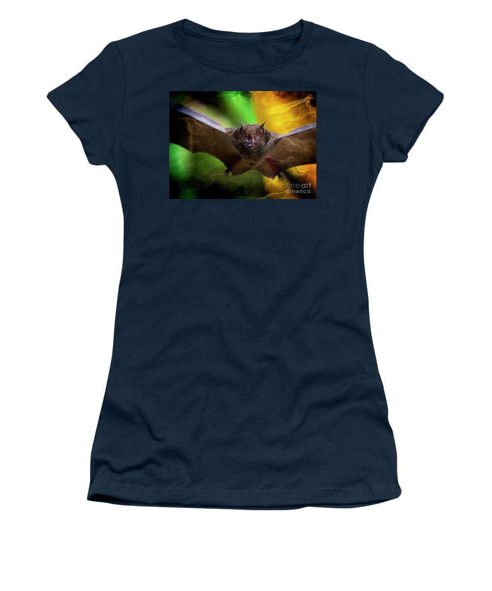 Pale Women's T-Shirt featuring the photograph Pale Spear-Nosed Bat In The Amazon Jungle by Al Bourassa