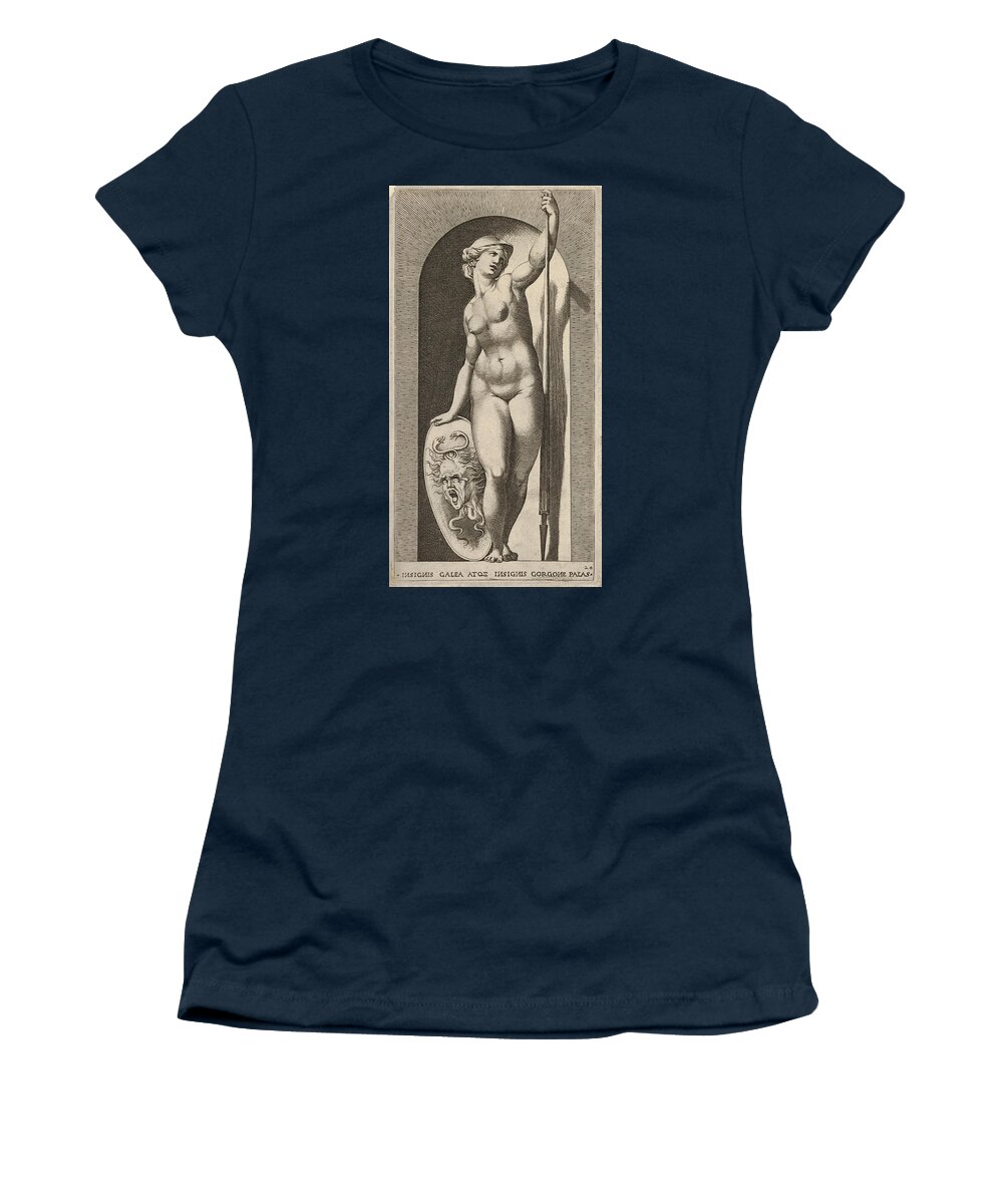 Giovanni Jacopo Caraglio Women's T-Shirt featuring the drawing Pallas Athena by Giovanni Jacopo Caraglio
