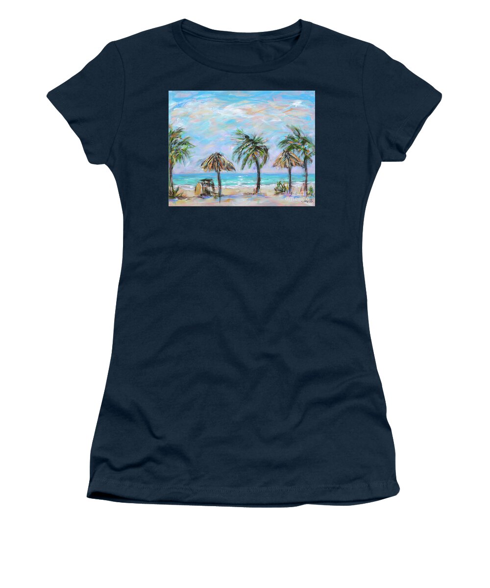 St. Kitts Women's T-Shirt featuring the painting Palms at Sunshines by Linda Olsen