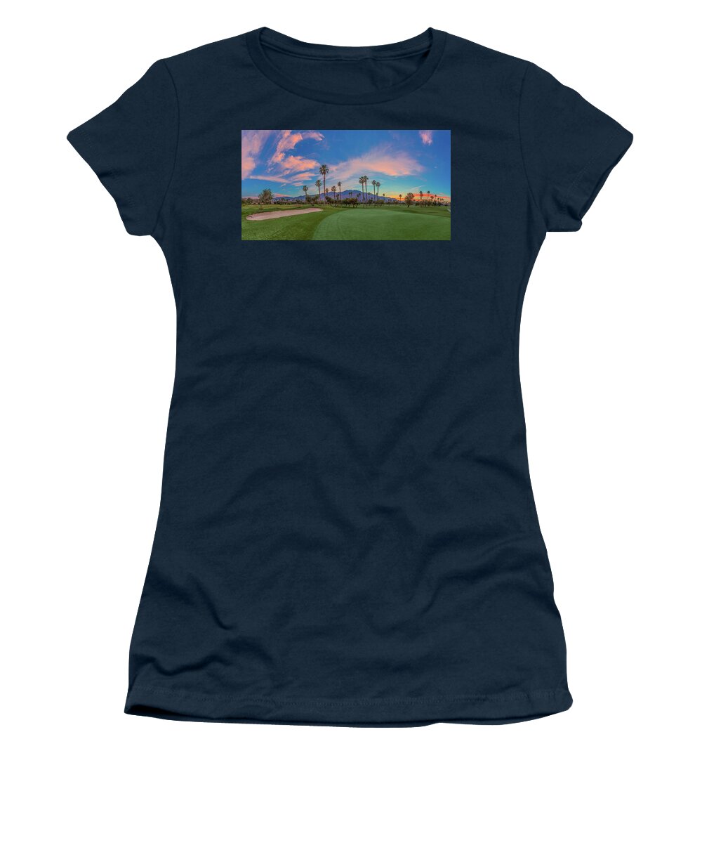 Palm Springs Women's T-Shirt featuring the photograph Panorama Palm Springs Golfing by Scott Campbell
