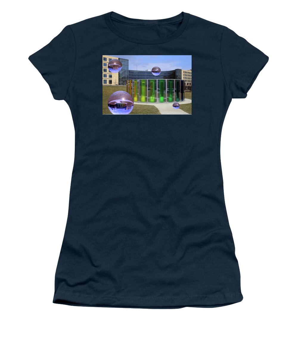 Sphere Women's T-Shirt featuring the photograph Pappajohn Visitors by Christopher McKenzie