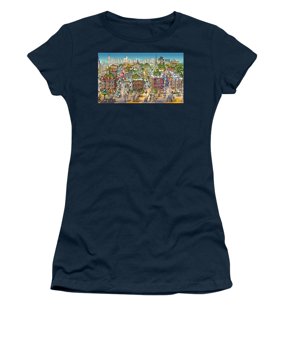 Park Slope Brooklyn Women's T-Shirt featuring the painting Park Slope Brooklyn by Maria Rabinky