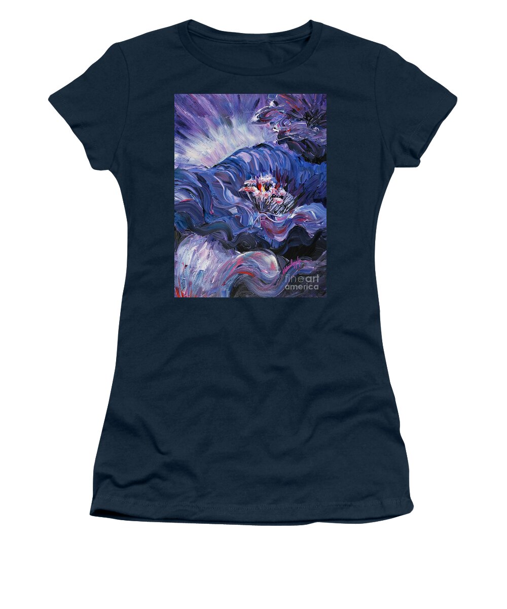 Blue Women's T-Shirt featuring the painting Passion in Blue by Nadine Rippelmeyer