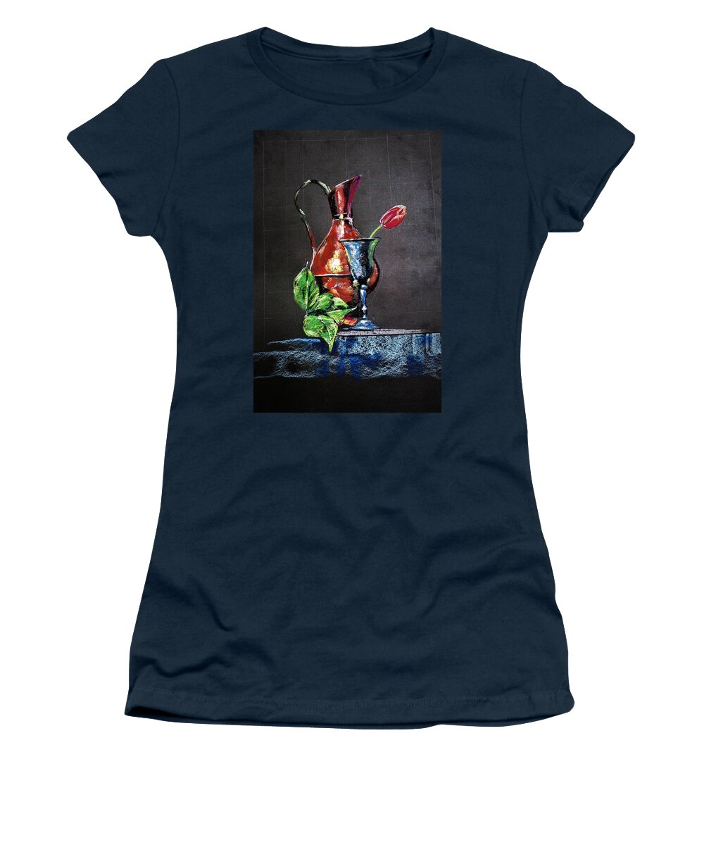 Still Life Women's T-Shirt featuring the painting Pastel glow by Khalid Saeed